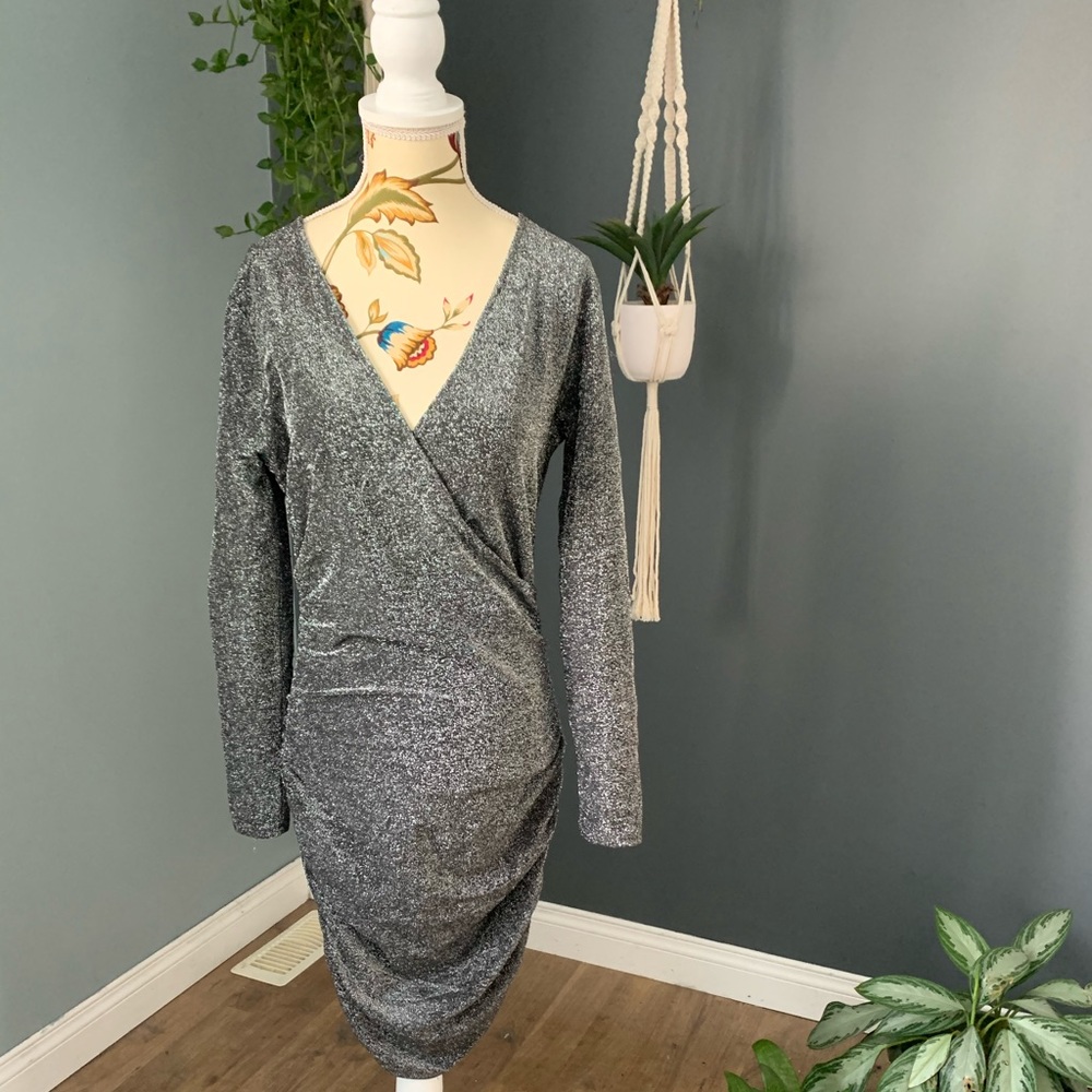V-neck sequin dress